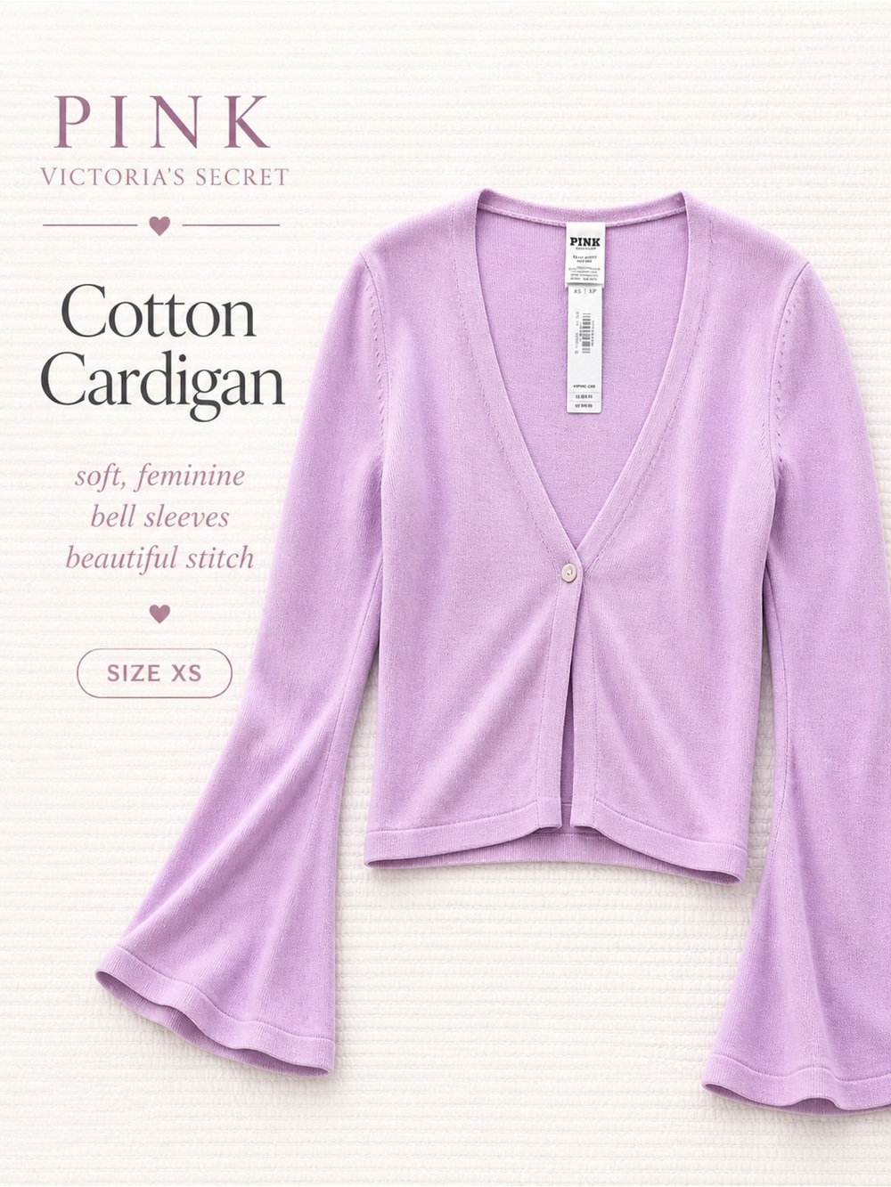 PINK Victoria’s Secret pink Cotton Cardigan XS Coquette